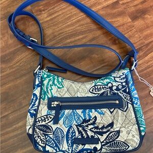 Vera Bradley Blue and Green Crossbody Bag with Floral Design